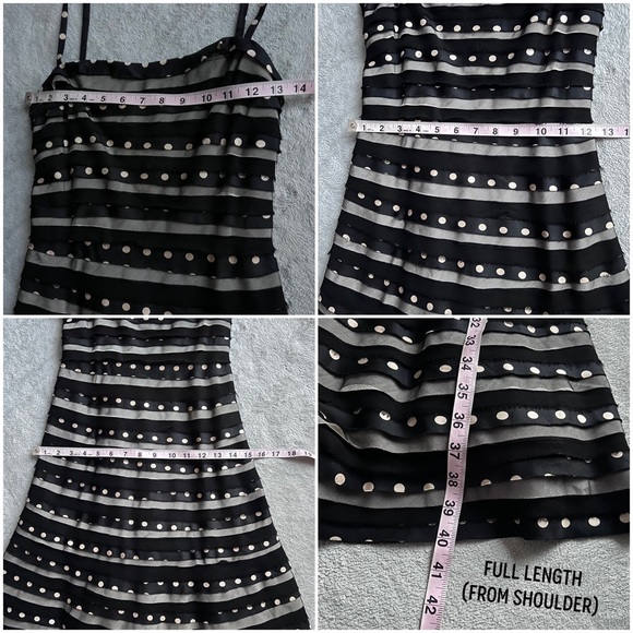 BCBGMaxAzria Silk Tiered Retro Tulle Crinoline Polka Dot Cocktail Dress Y2K - Picture 12 of 12